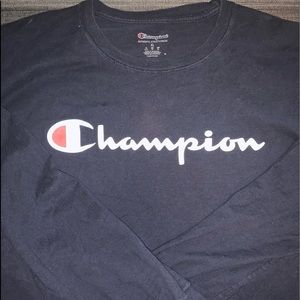 Champion Logo T-shirt | Navy Blue | Long Sleeve | XL